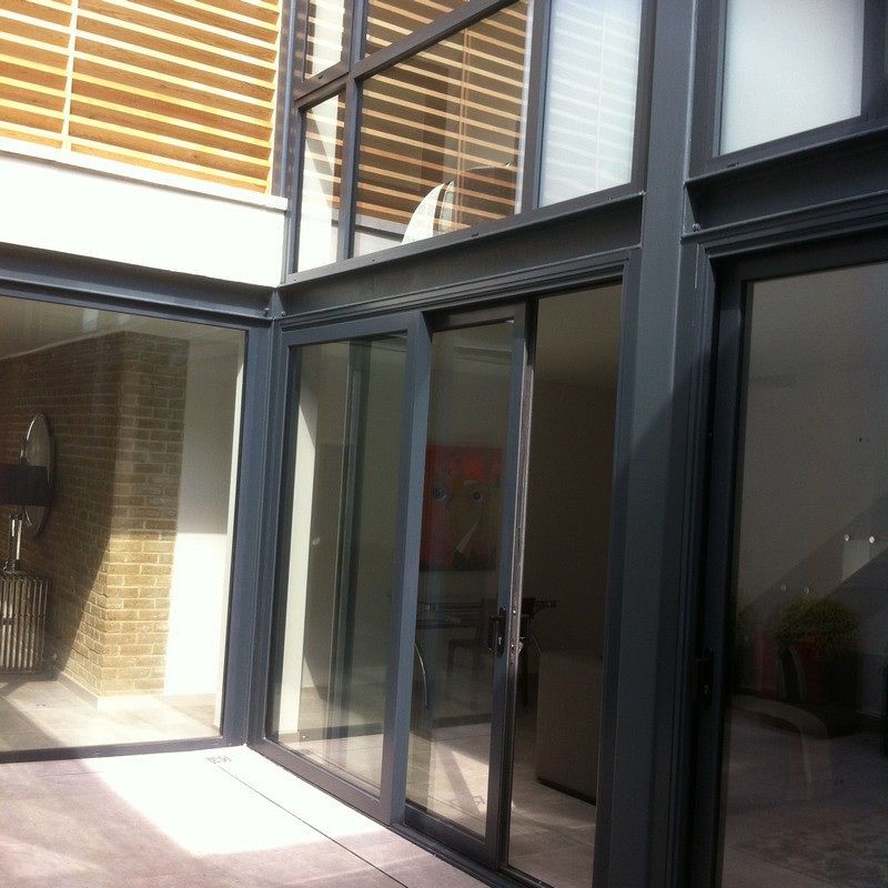 Anthracite aluminium sliding patio doors fitted in Greenford